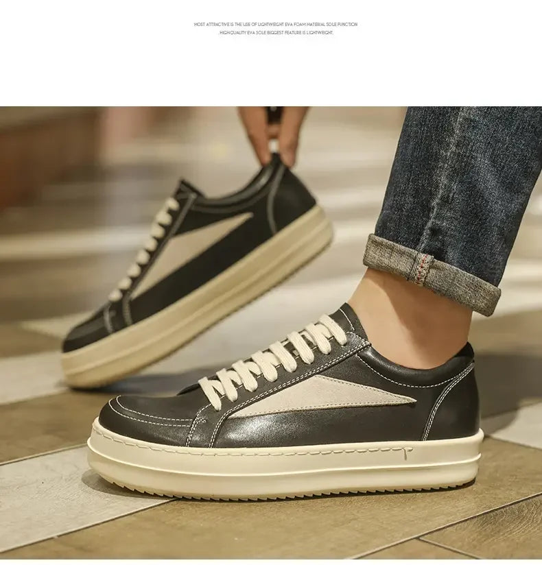 Shoes Leather Platform Sports Casual Shoes Black and White Retro Chalkboard Shoes Men's Boots Outdoor 2025 New Men's Shoes