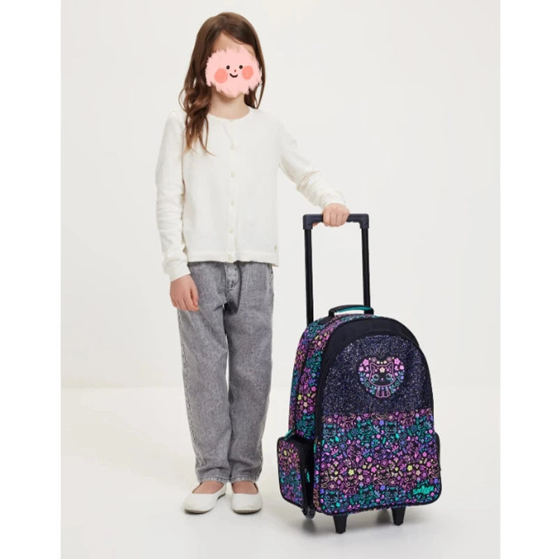 New Children'S Hot-Selling Schoolbag Female Cute High-Quality Black Cat Flower Pencil Case Lunch Bag Trolley Bag Back To School