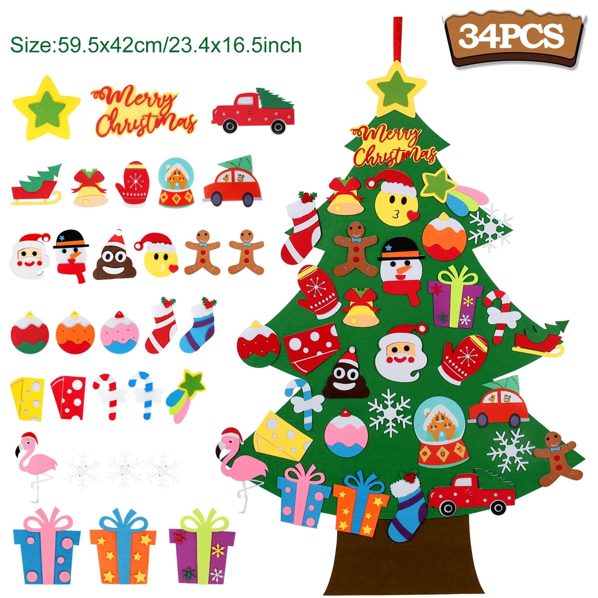 Kids DIY Felt Christmas Tree Merry Christmas Decorations For Home 2025 Christmas Ornaments Navidad 2026 New Year Gifts Xmas Tree