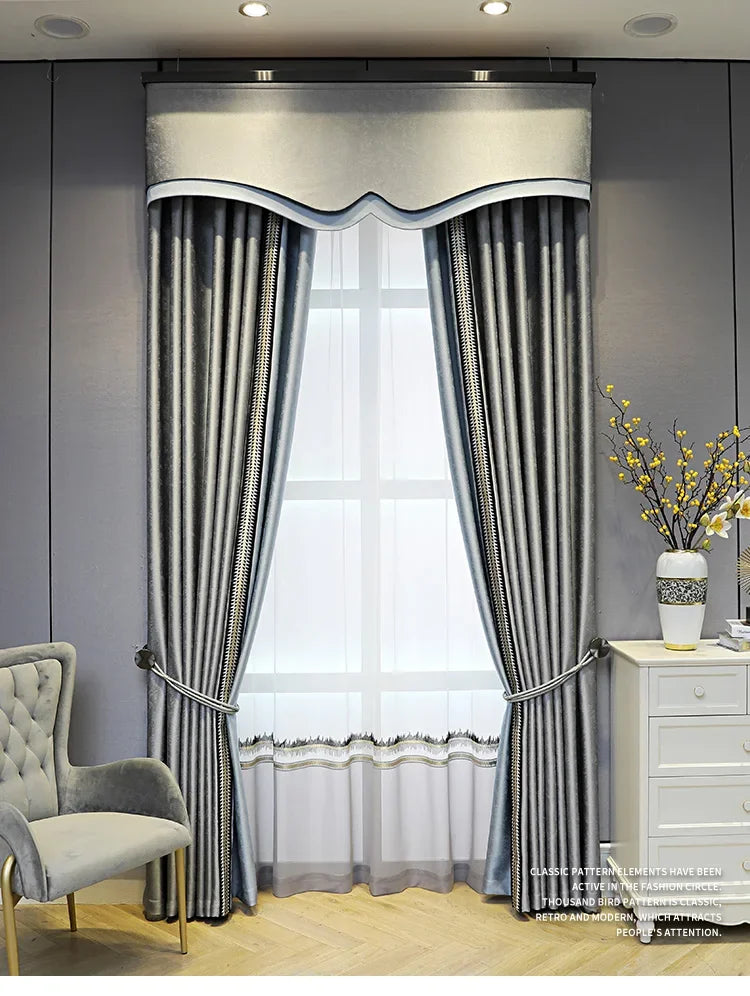 Modern Curtains for Living Room and Bedroom Simple High-end Thickened High-precision Windows Customized Home Decoration