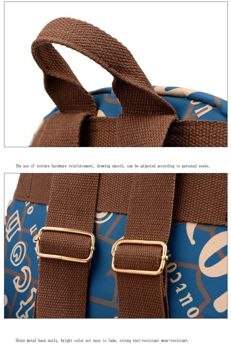 School Bag Women's Oxford Cloth Printed Casual Backpack Fashionable Large Capacity Lightweight Travel Versatile Backpack Backpac