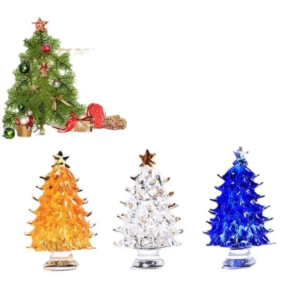 Beautiful 3D Crystal Tree Figurine Cute Handmade Christmas Tree Miniature Exquisite Tree Statue Garden
