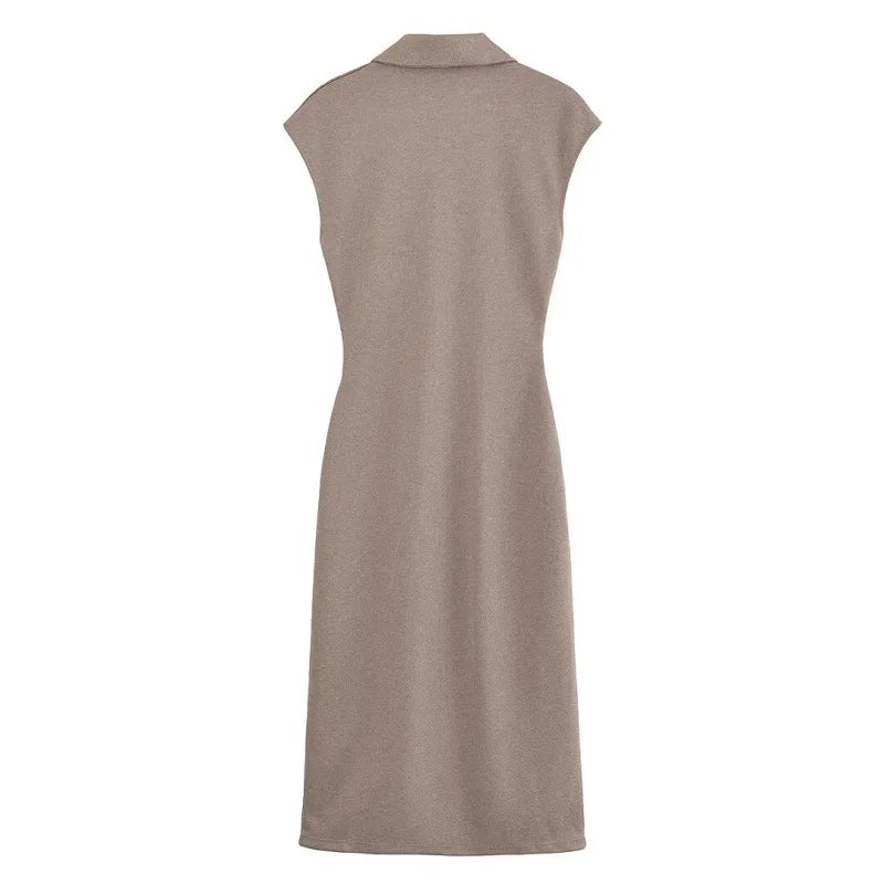 MUJER 2025 Pleated Midi Dresses for Women Sleeveless Shirt Dress Woman White Black Women's Summer Dress Draped Party Dress Women