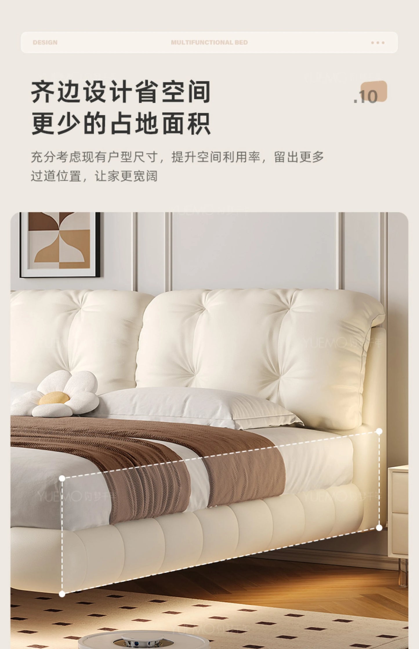 Pretty Elegant Double Bed Frame Mattress White Comferter Bed Queen Size Cama Matrimonial Bedroom Furniture