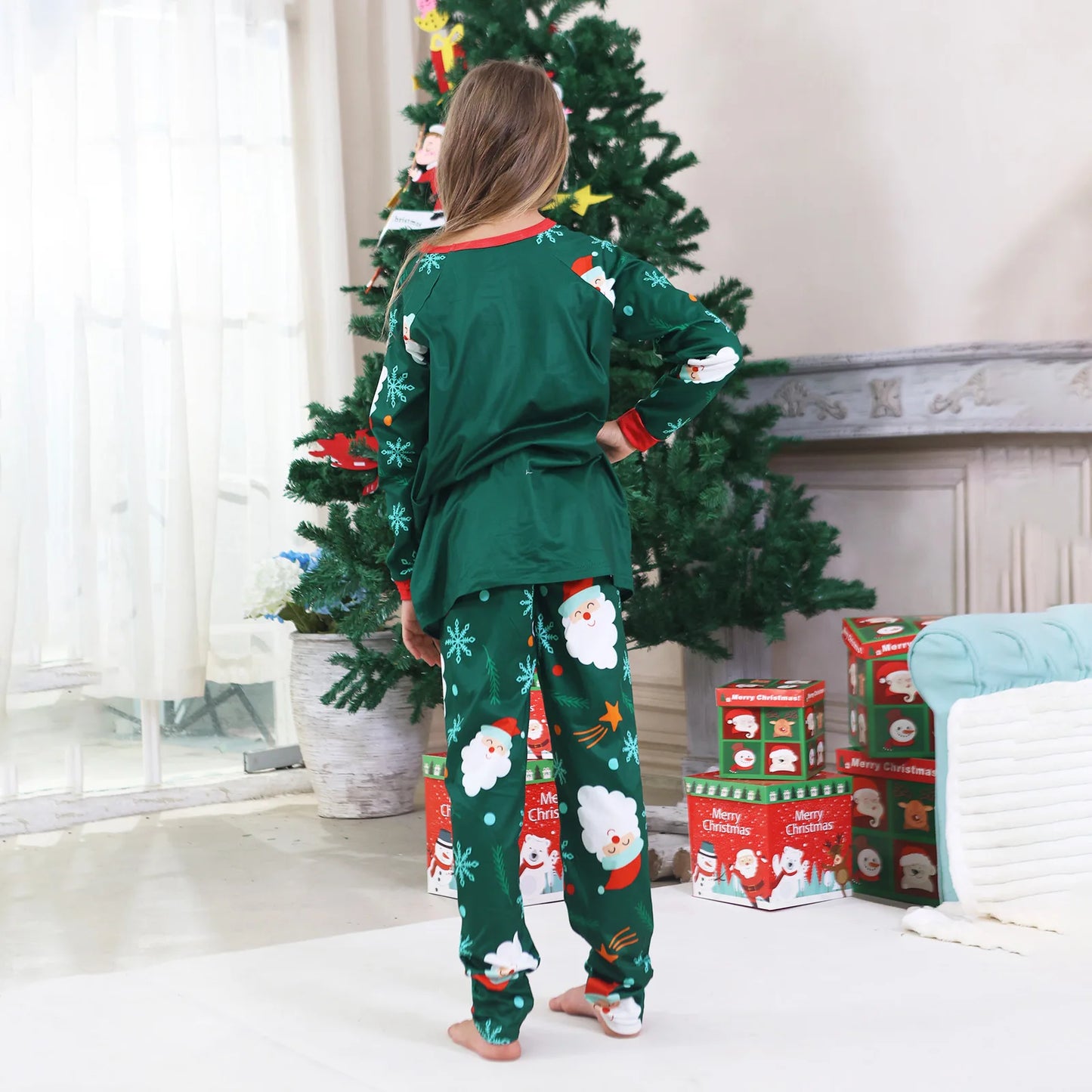New Year's Clothes 2025 Family Look Pjs Cute Cartoon Parent-child Matching Pajamas Set Baby Dog Romper Pjs Full Sleeve Sleepwear