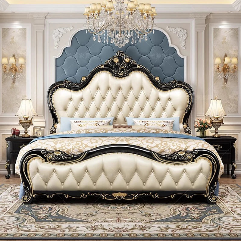 European Luxury Bed Bedroom Comfortable Ergonomic Double Sleeping Safe Bed Sun Princess Cama Solteiro Lounge Suite Furniture