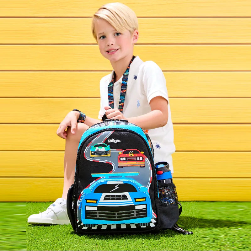 100% Genuine Australia Smiggle Backpack School Bag Race Car Cartoon Series Anime Backpack Student Gift Separate Purchases