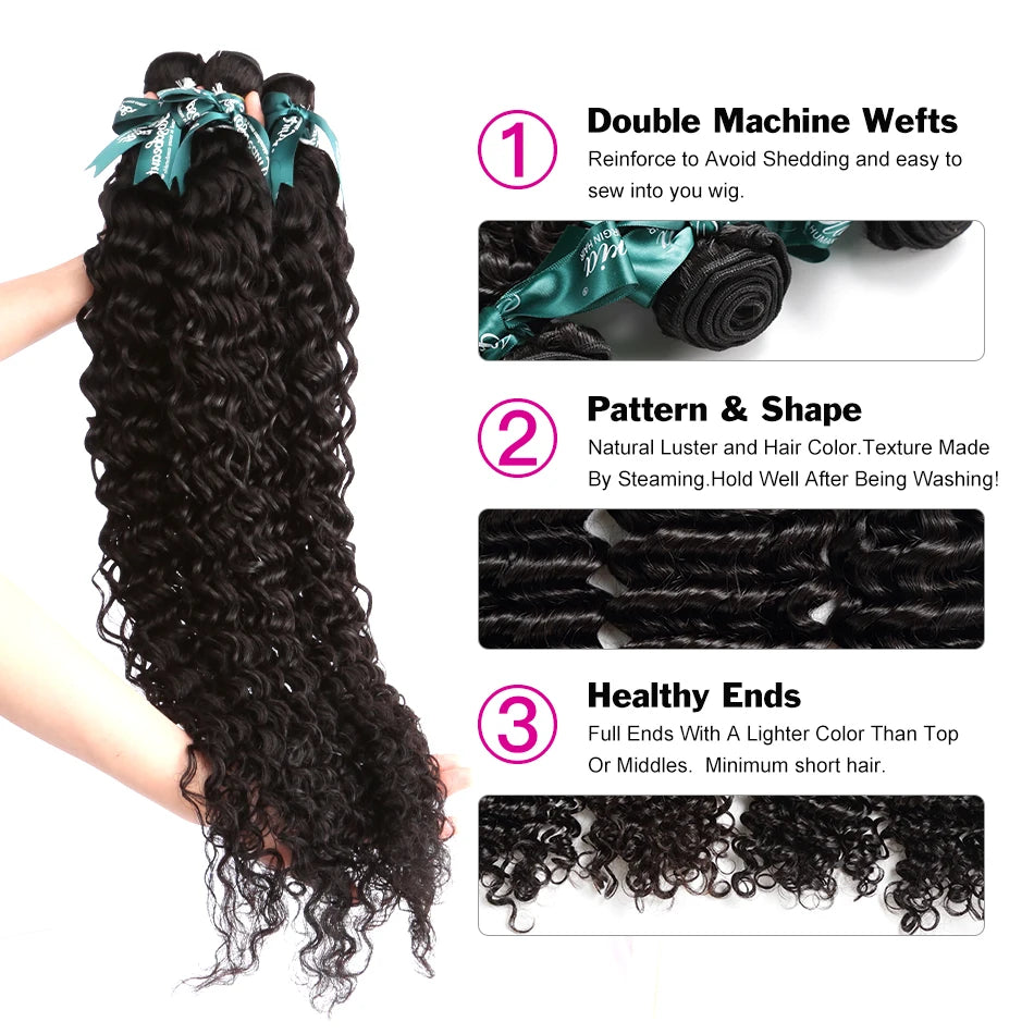 30 40 Inch Deep Wave 16A Curly 100% Human Hair Bundles Brazilian 3 4 Bundles Hair Wig Weave Hair Extensions Virgin Hair Raw Wigs