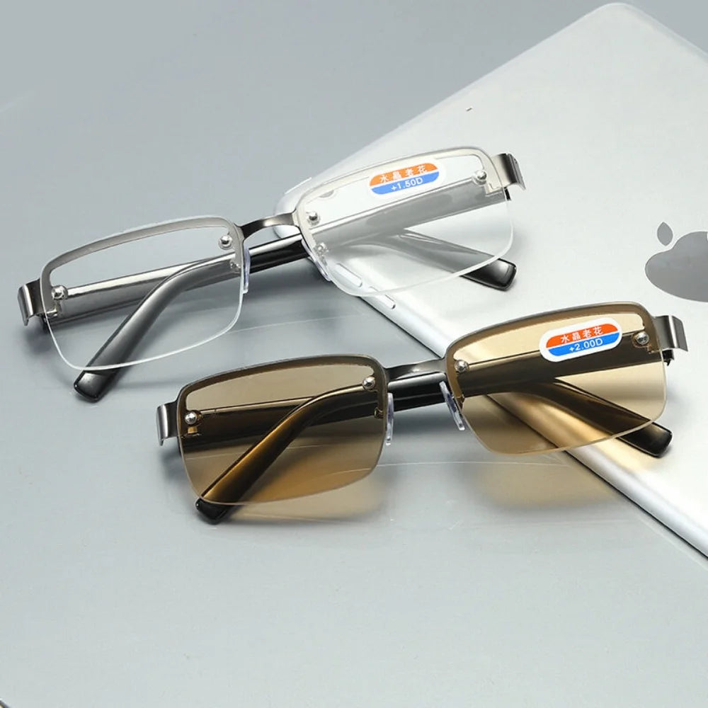 Classic High-quality Half-frame Reading Glasses Mens Vintage Natural Original Stone Presbyopia Eyeglasses  Diopter +1.0 To +4.0