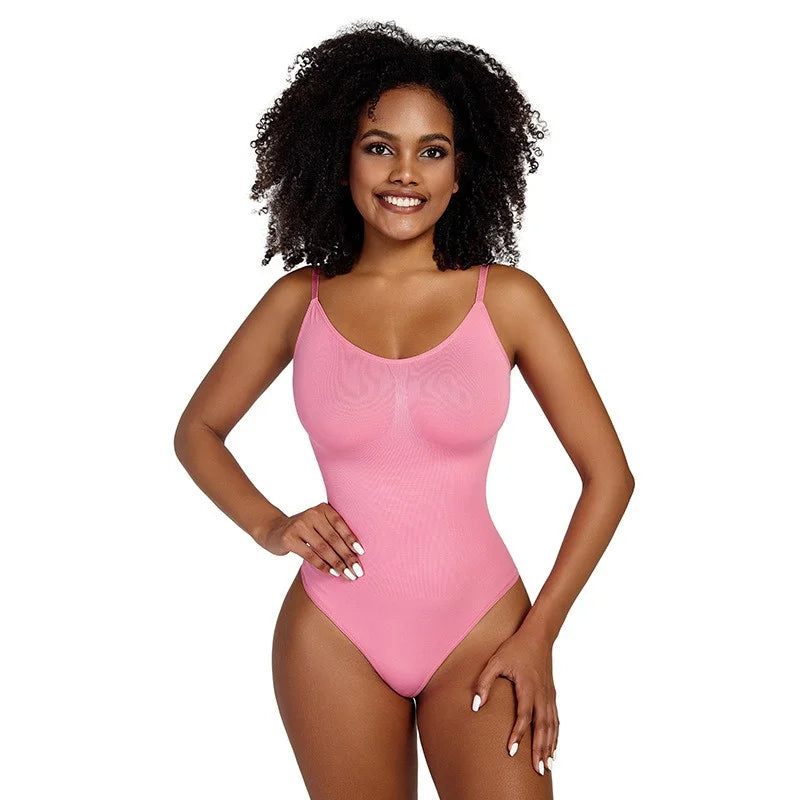 GUUDIA Spandex Bodysuit Thong String Shapewear Compression Body Shapers Cupless Wirefre Open Crotch Tummy Control Jumpsuit