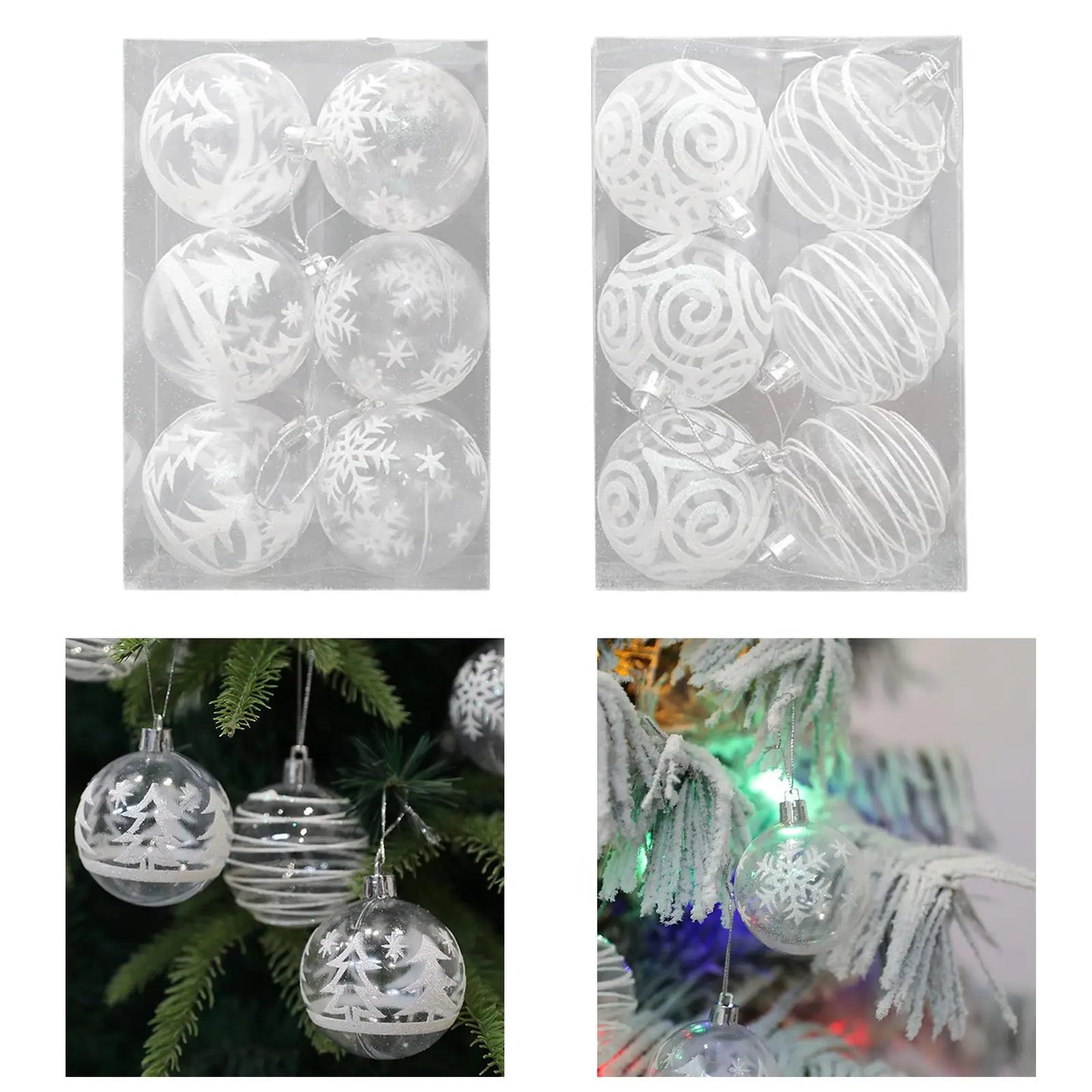 6Pcs Christmas Tree Balls 60mm Small Christmas Tree Decoration Ornaments for Xmas Christmas Tree Festive Home Party Wedding