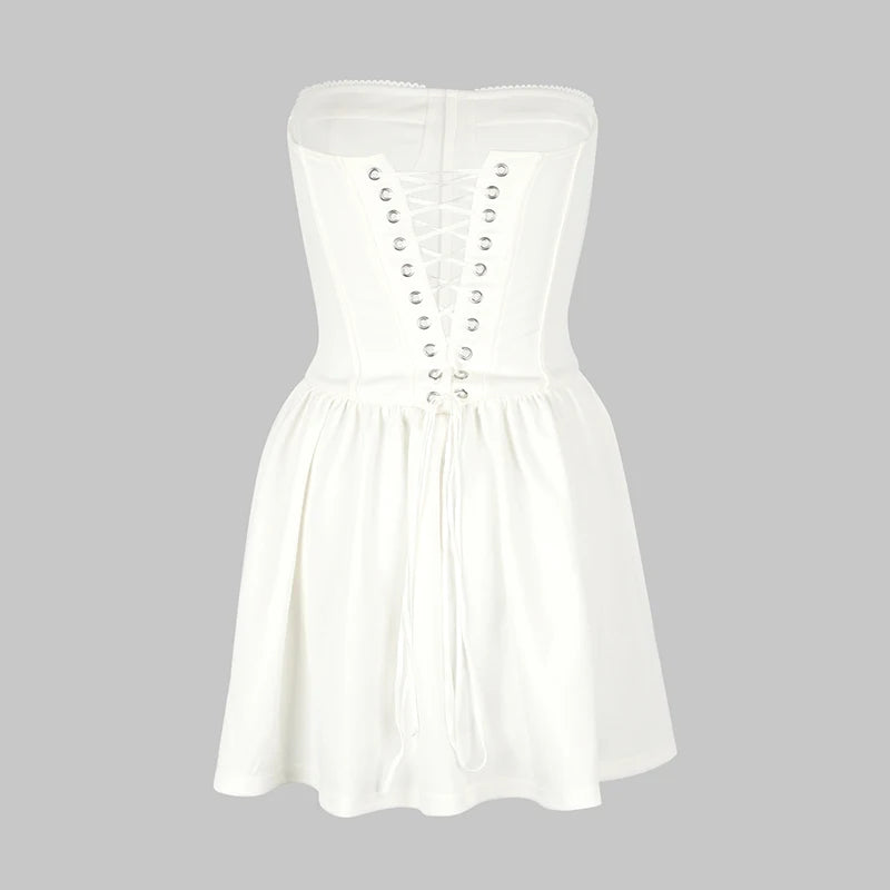 Sexy Women's Dresses New Summer Fashion Streetwear Casual Slim Dress Solid Sexy Elegant Lady Backless Strapless Dresses Clothing