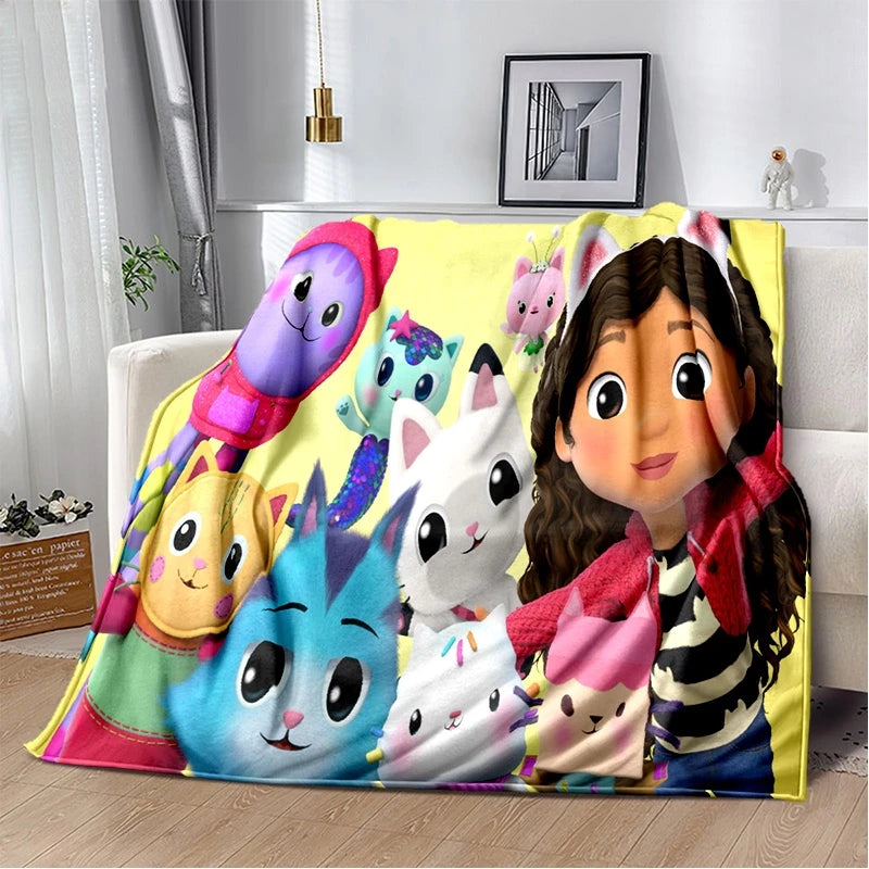 Cartoon Cute Gabbys Dollhouse Girl Soft Blankets,Keep Warm Throw Blanket Comfortable Blanket for Picnic Beds Sofa Home Bedroom
