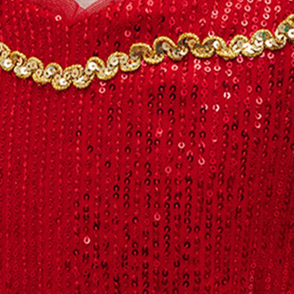 Christmas Dresses for Girl Princess Dress and Santa Claus hat KIds Carnival Festival Clothing Children Sequined Mesh prom Gown