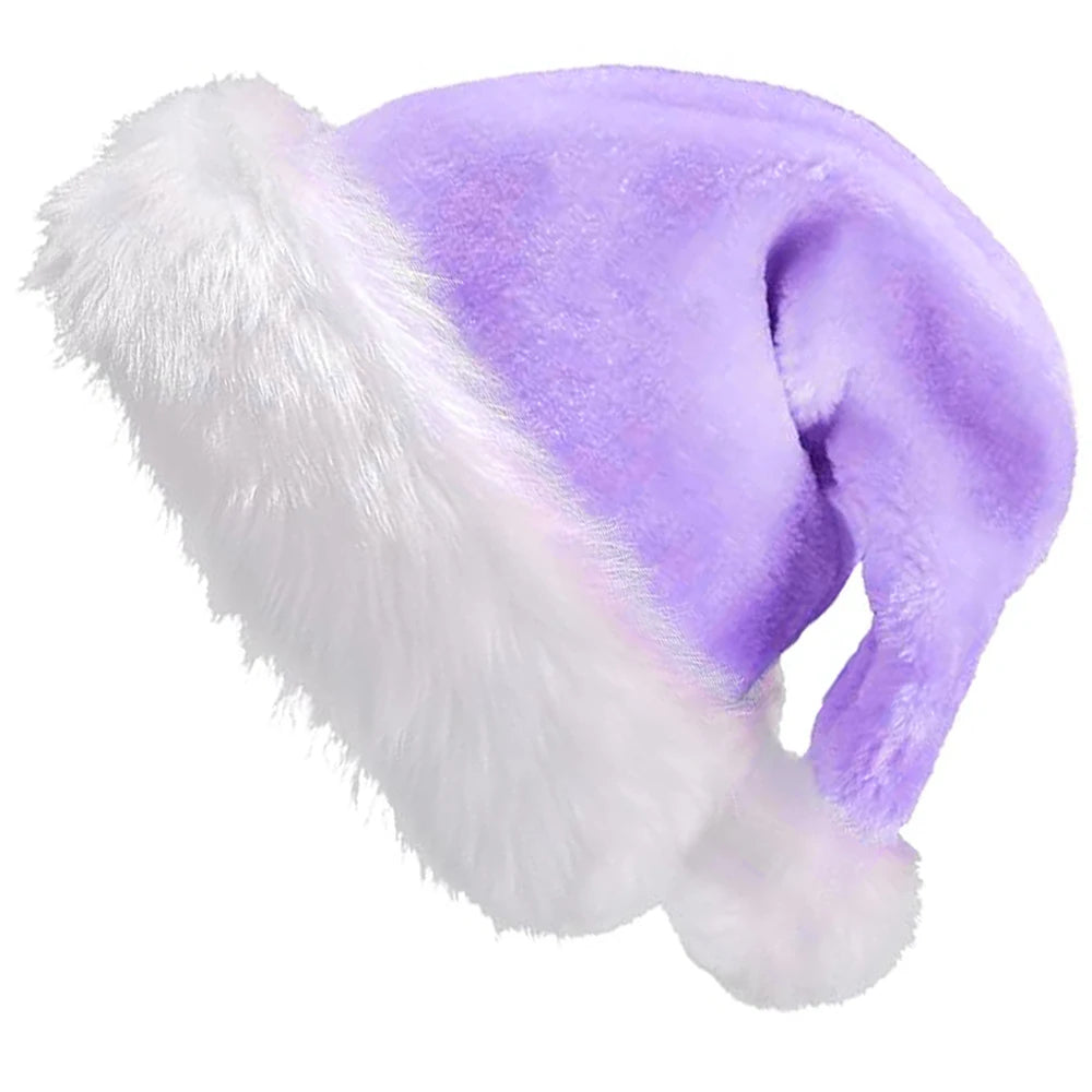 Chrismas Hat Adults Santa Hat for Men and Women Pink Green Blue Red Purple Black White