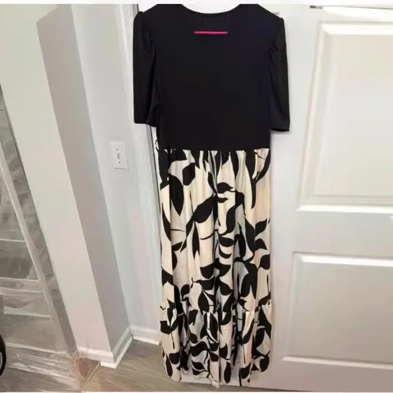 Women's Dresses Spring and Summer Clothing Popular Flower Print Crew Neck Dress Vacation Style Elegant Dress