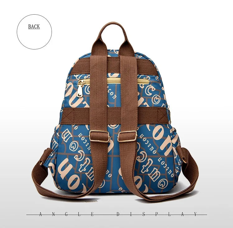 School Bag Women's Oxford Cloth Printed Casual Backpack Fashionable Large Capacity Lightweight Travel Versatile Backpack Backpac