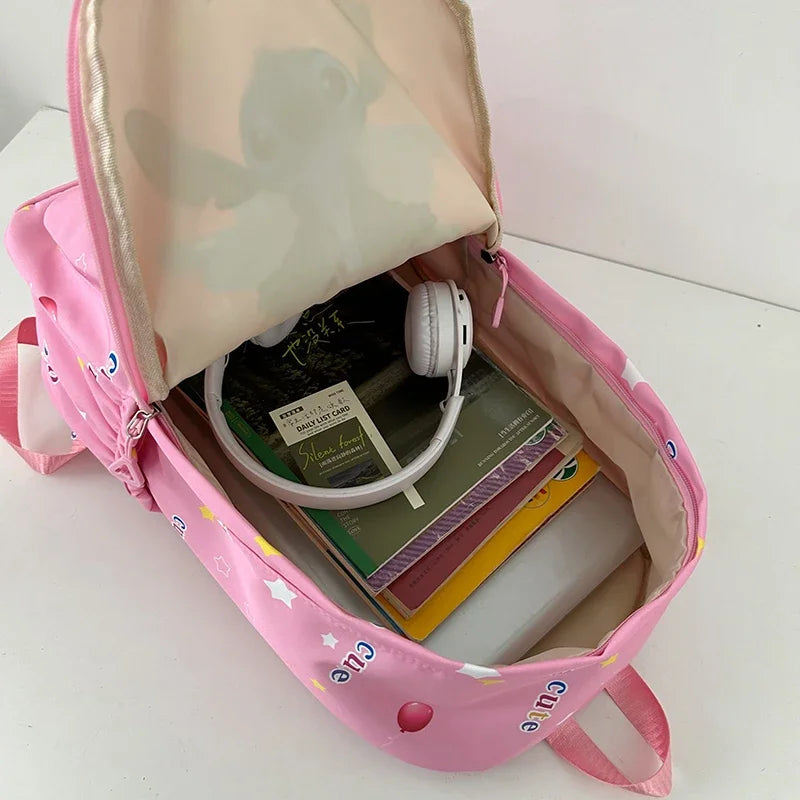 Back-to-school season and school, durable nylon schoolbags, large-capacity day bags, Stitch cartoon backpacks