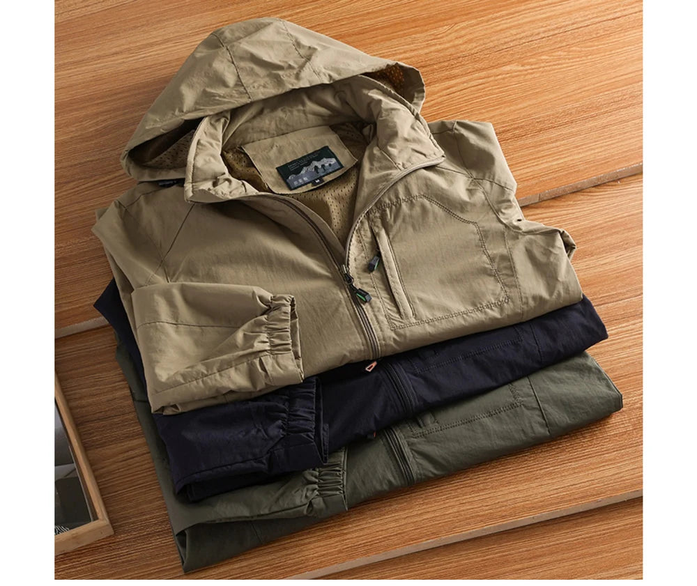 Autumn Men's Hiking Waterproof Jackets Men Outdoor Quick Dry Sports Climbing Hooded Coats Men Breathable Windbreaker Jackets 5XL