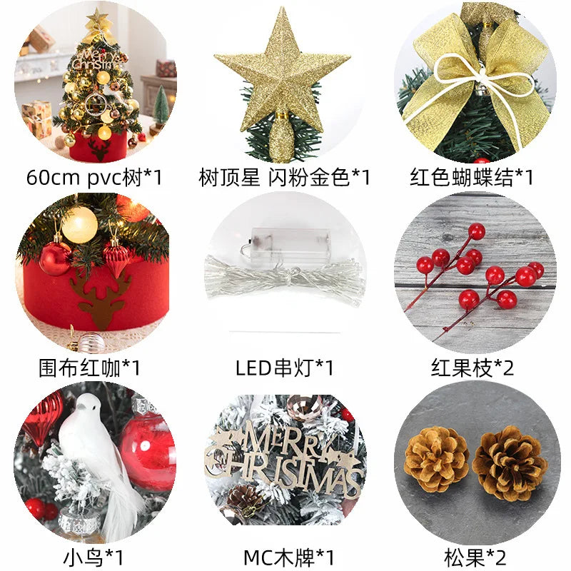 45/60cm DIY Christmas Tree With LED Light Mini Desktop Tree Christmas Decoration New Year Gift Home Christmas Ornaments