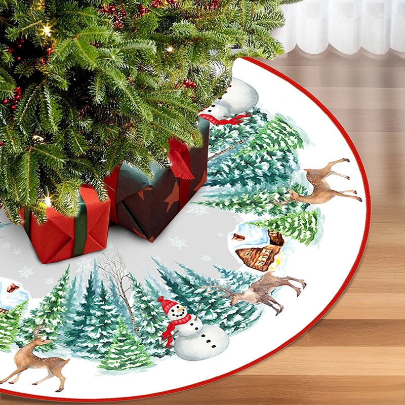 90/120cm Christmas Tree Skirt Mat Christmas Tree Foot Cover Santa Claus Snowflake Christmas Tree Carpet Base Mat Decorations