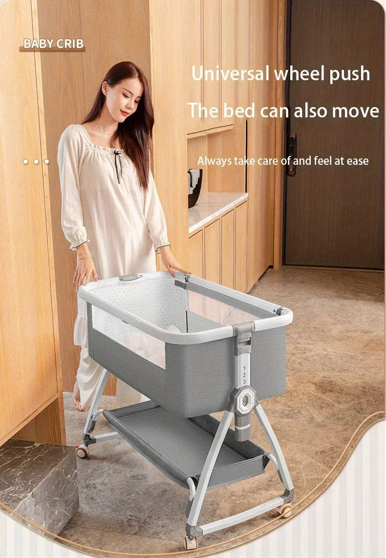 Folding Bed Children Multi Functional Baby Crib Foldable Height Adjustment Splicing Cama Plegables Para Children's Furniture