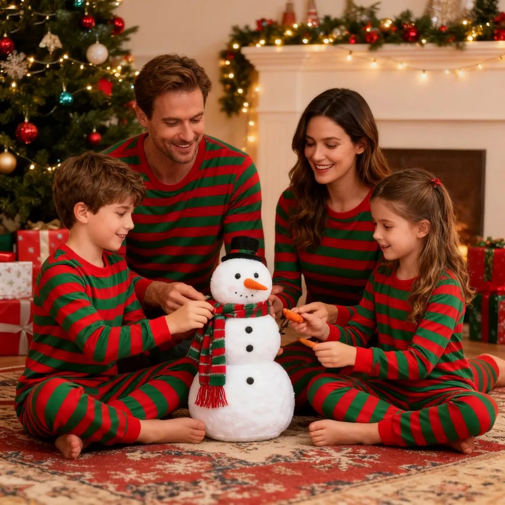 New Striped Family Matching Christmas Pajamas Mother Kids Pijamas Familiares Navidad Couples Matching Outfits Xmas Nightwear