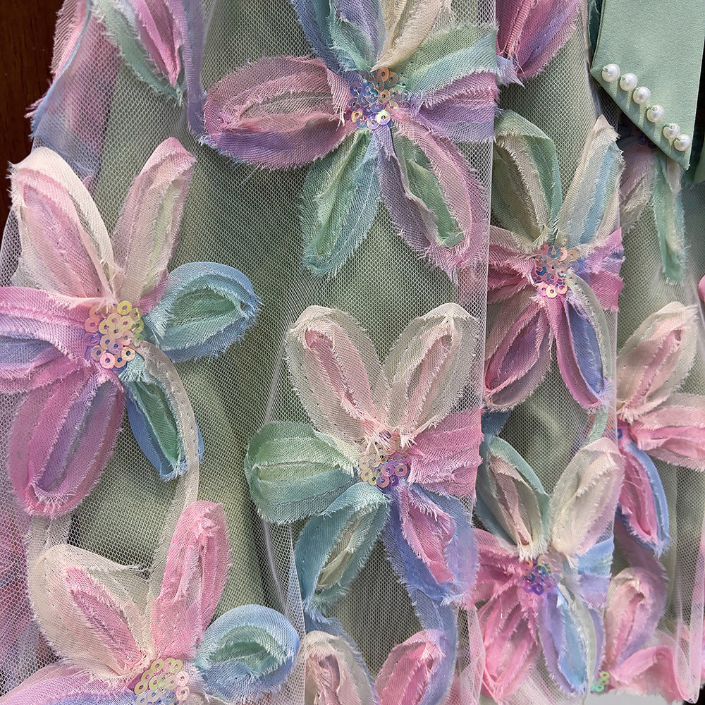 Bear Leader Girl Dress 2023 Summer New Girl Dress Princess Dress Little Girl Fashion Colorful Flower Yarn Dresses Kid Clothes