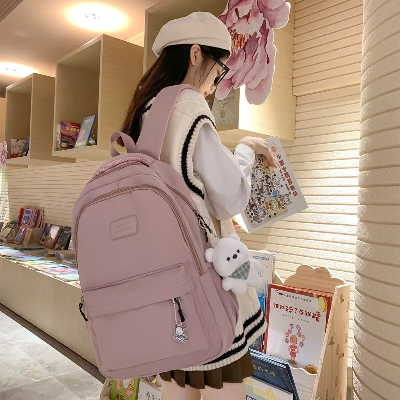 New Female Fashion Lady High Capacity Waterproof College Backpack Trendy Girls Laptop School Bags Cute Girl Travel Book Bag