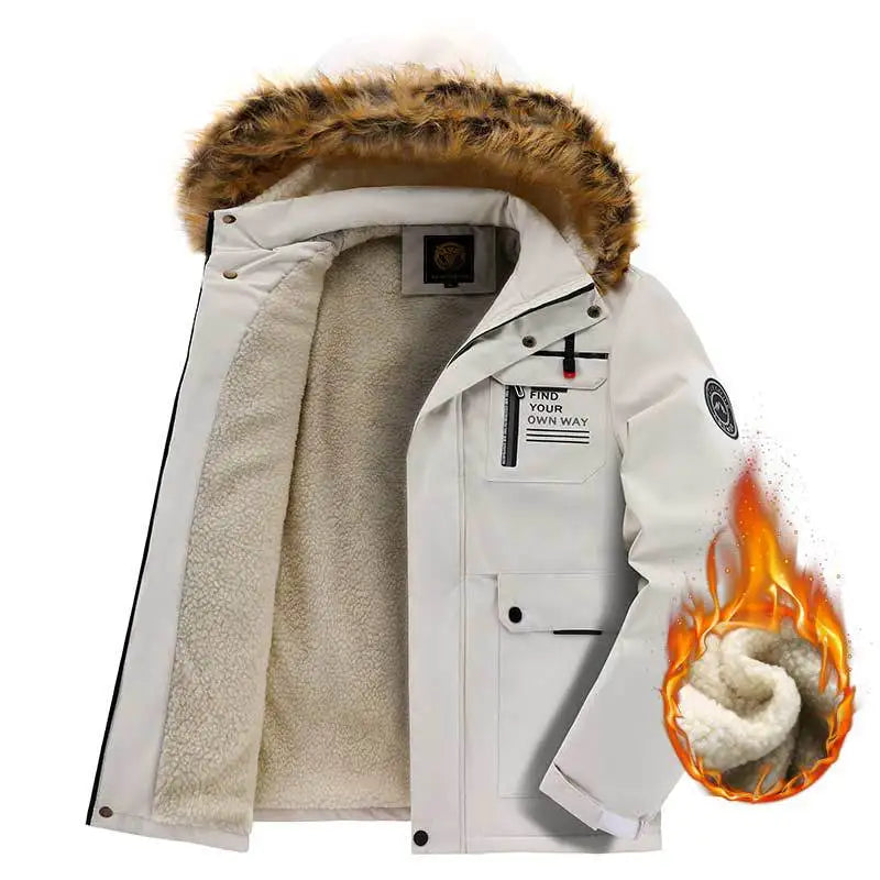 Jackets Men Thick Coats Hooded Jogger Coat Zipper Pockets Casual Streetwer Warm Jacket Autumn Winter Outerwear Men Clothing