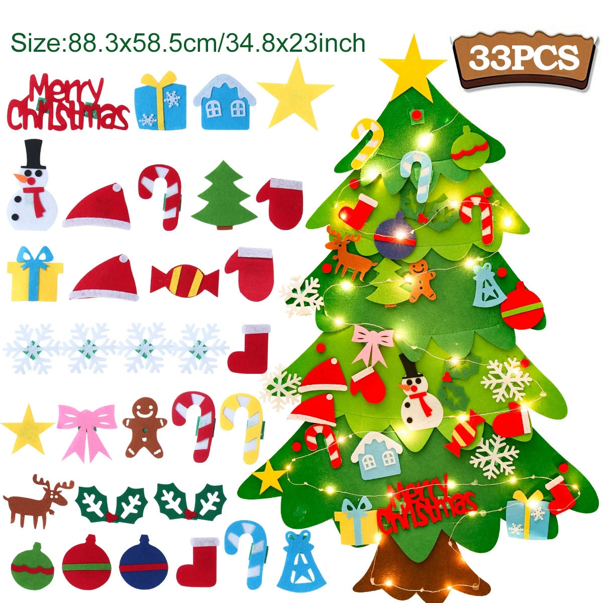 Kids DIY Felt Christmas Tree Merry Christmas Decorations For Home 2025 Christmas Ornaments Navidad 2026 New Year Gifts Xmas Tree