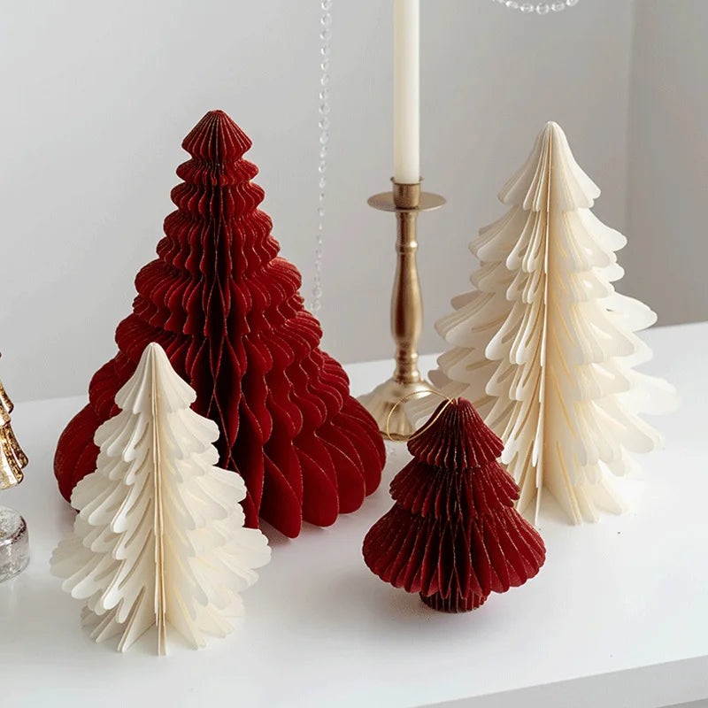 Folding Christmas Tree Decoration Honeycomb Origami Christmas Tree Base Home Space Layout Artificial Decorated Christmas Tree