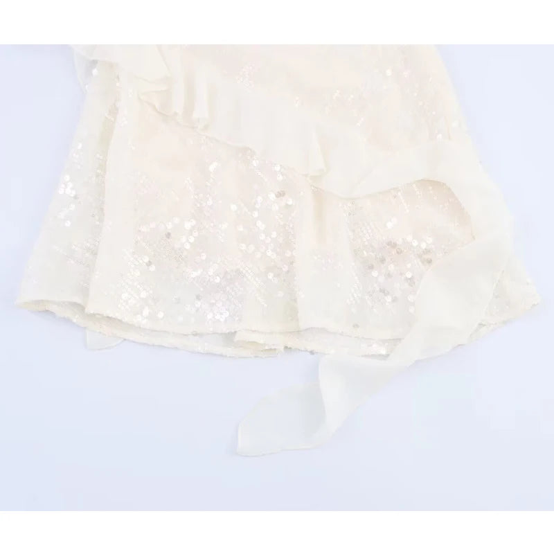 MUJER 2025 Sequin Mini Dress Woman Sexy Slip Party Dresses for Women Summer Backless Women's Dress Straps Beach Short Dresses