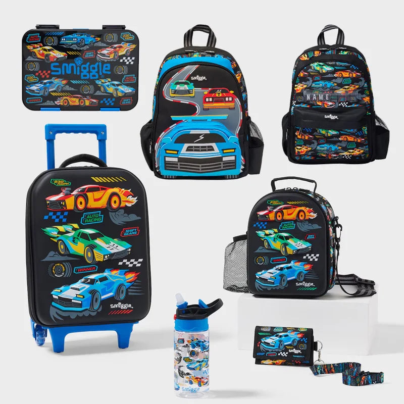 100% Genuine Australia Smiggle Backpack School Bag Race Car Cartoon Series Anime Backpack Student Gift Separate Purchases