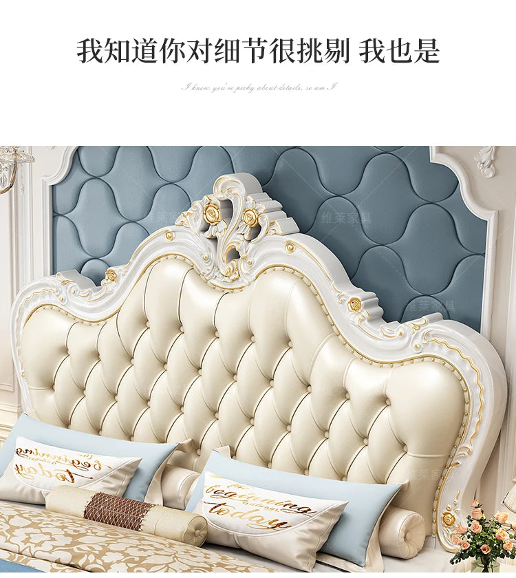 European Luxury Bed Bedroom Comfortable Ergonomic Double Sleeping Safe Bed Sun Princess Cama Solteiro Lounge Suite Furniture