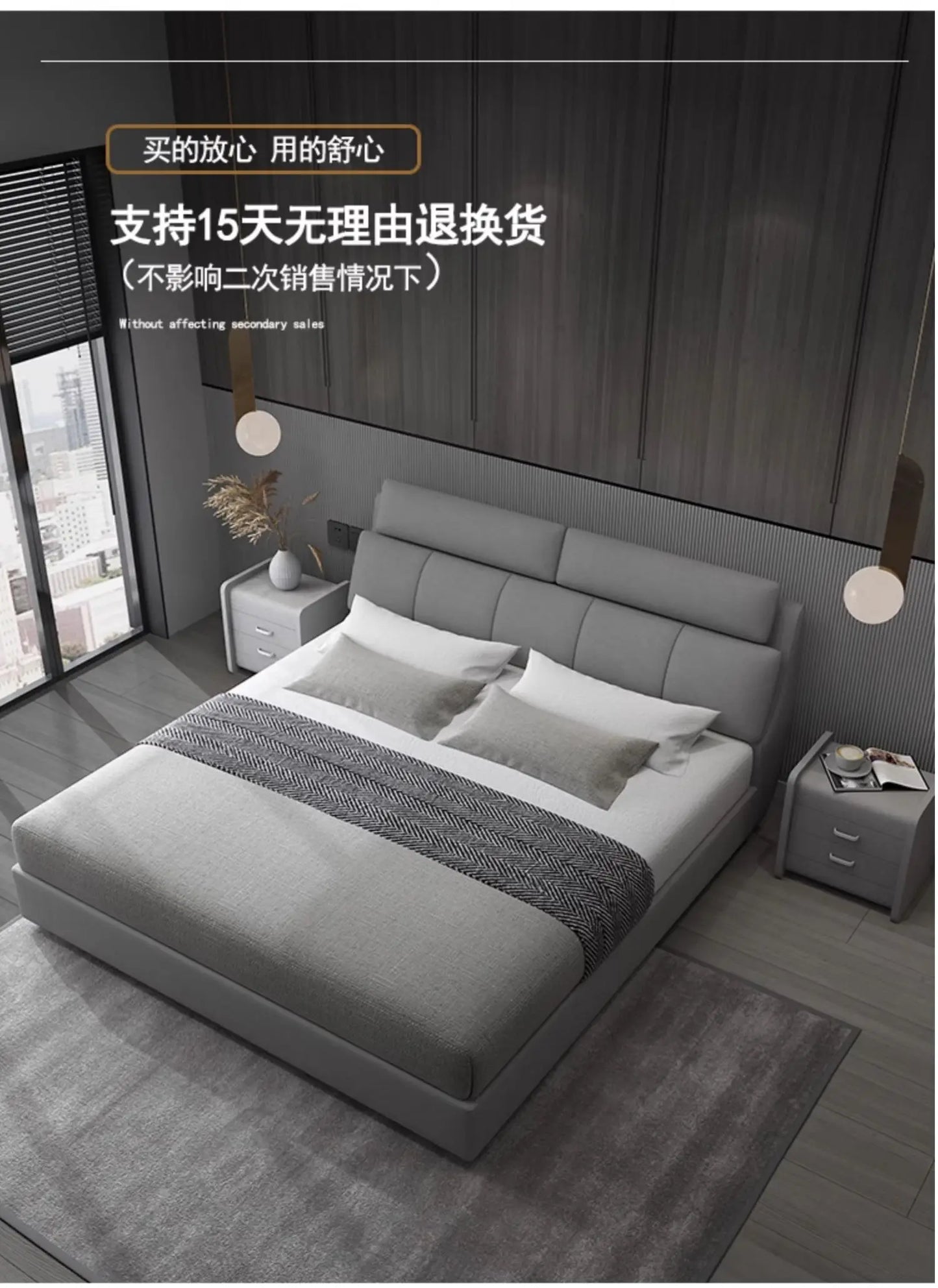 Headboard King Size Bed Frames European Nightstands Lounge Bed Luxury Bedroom Hotel Camas De Dormitorio House Accessories