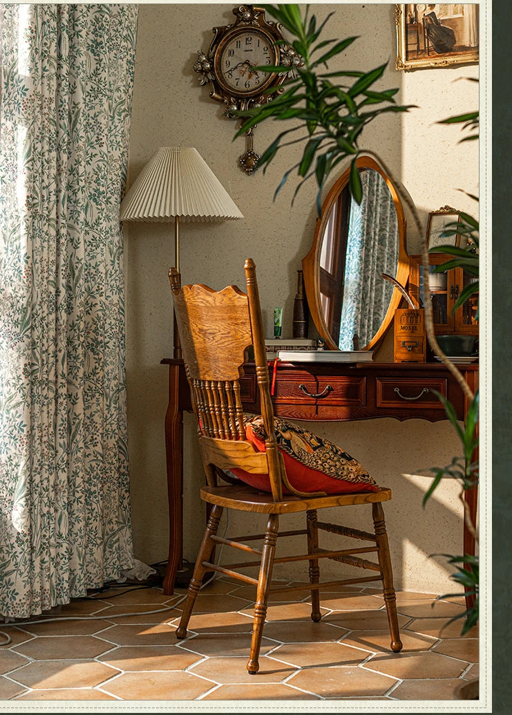 Curtains for Living Dining Room Bedroom American Pastoral Retro Floral Print Cotton and Linen Blackout Light Luxury