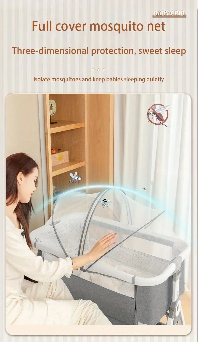 Folding Bed Children Multi Functional Baby Crib Foldable Height Adjustment Splicing Cama Plegables Para Children's Furniture