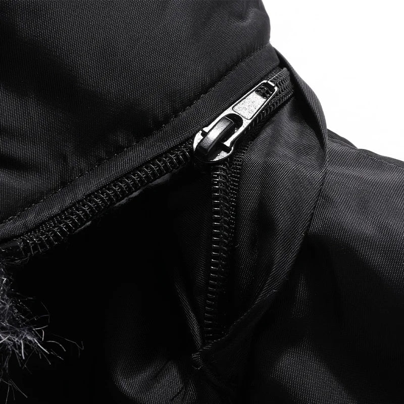 Men's Winter Warm, Hooded Jacket with Raw Edge, Lined Aviator Jacket, Embroidered Badge Design, Windproof and Waterproof Jacket