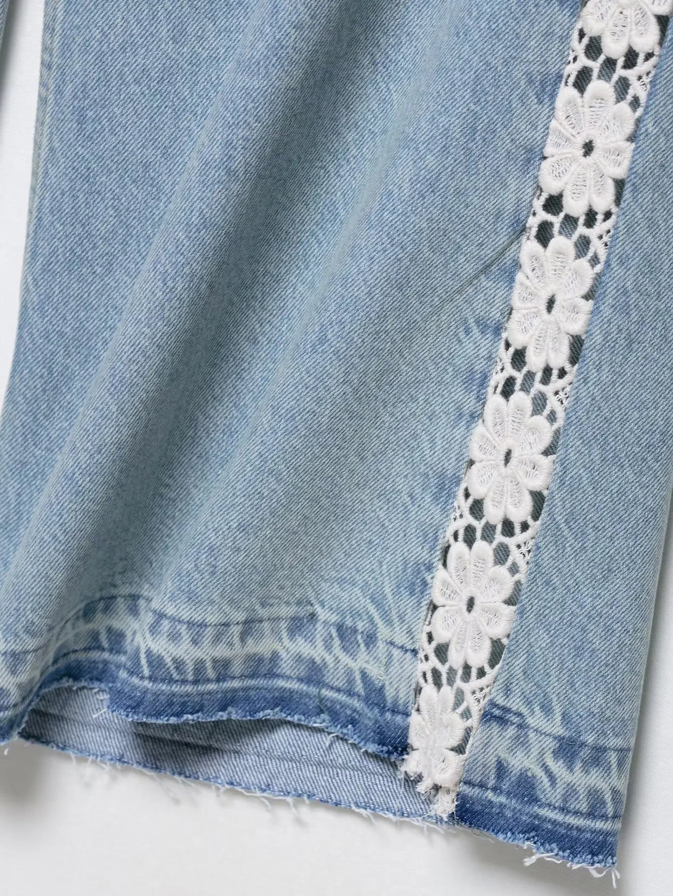 Ladies Jeans 2025 New Women Women Crochet Splicing High Waist Wide Leg Jeans