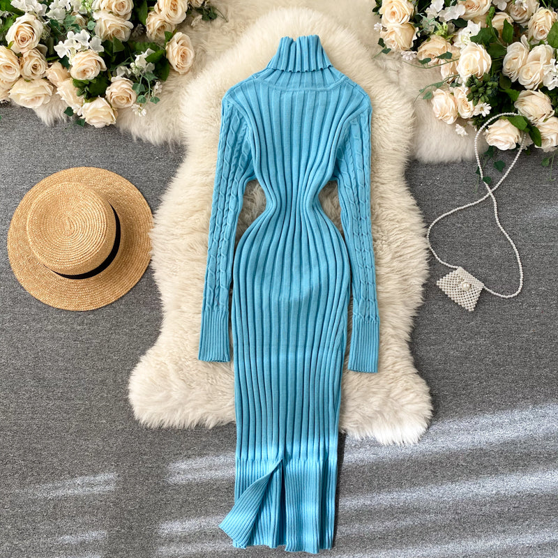 Seoulish Autumn Winter Twist Women's Wrap Knitted Dresses Long Sleeve Sheath Knitwear Office Bodycon Dress Female 2025 New