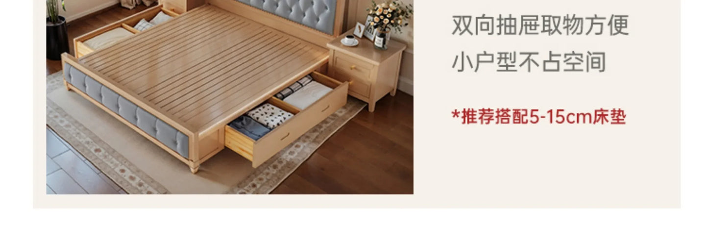 Bett King Size Queen 150x200 Bed Simple Frame Wood European Twin Double Bed Modern Letto Matrimoniale Lit Camas De Dormitorio