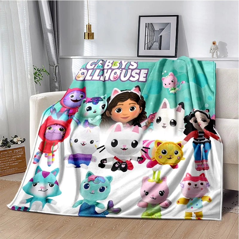 Cartoon Cute Gabbys Dollhouse Girl Soft Blankets,Keep Warm Throw Blanket Comfortable Blanket for Picnic Beds Sofa Home Bedroom