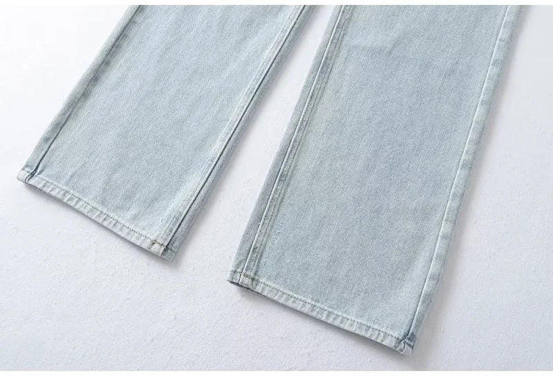 Blue Jeans Women High Waist 2025 Loose Casual Boyfriend Long Jeans For Work Ladies Simple Straight Leg Denim Pants For Women