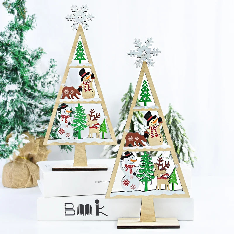 Christmas Tree Wood Signs Santa Claus Xmas Tree Hanging Ornament Merry Christmas Decorations For Home Navidad 2025 New Year Gift