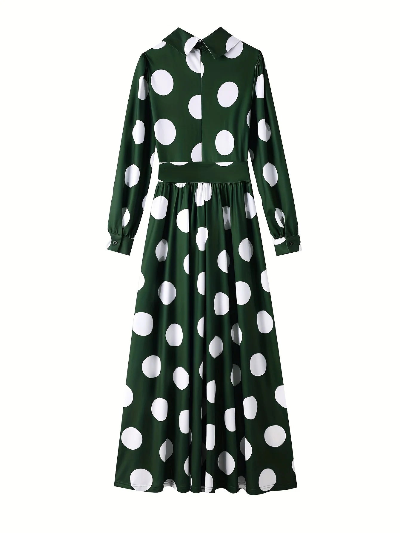 Casual Dresses Elegant Women Long Dress Sleeve Female Robe Bow Knot Polka Dots Girl's Vestidos Lady's Maxi Dresses