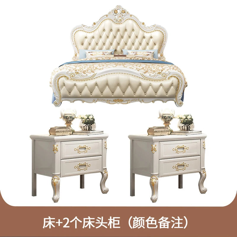 European Luxury Bed Bedroom Comfortable Ergonomic Double Sleeping Safe Bed Sun Princess Cama Solteiro Lounge Suite Furniture