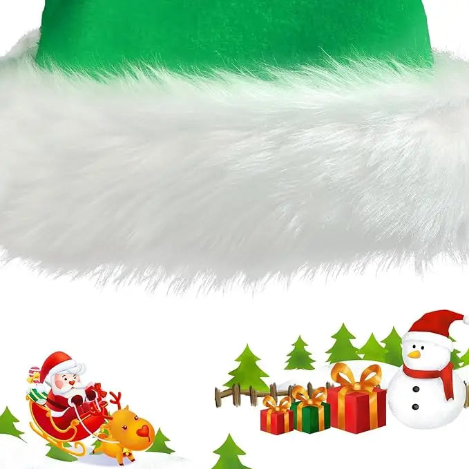 Chrismas Hat Adults Santa Hat for Men and Women Pink Green Blue Red Purple Black White