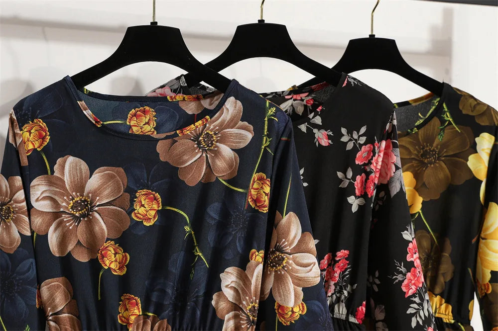 Women Eid Muslim Dresses Dubai Kaftan Tight Waist O Neck Morocco Arab Ruffles Spliced Vestidos Flowers Dress Casual Slim Fit