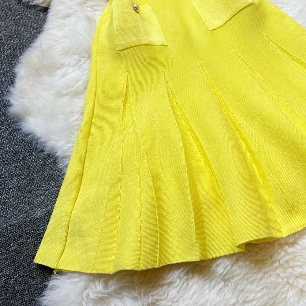 YuooMuoo Chic Fashion 2025 Summer Pleated Short Dress Women O-neck Slim Waist A-line Party Dress Streetwear Lady Outfits Vestido